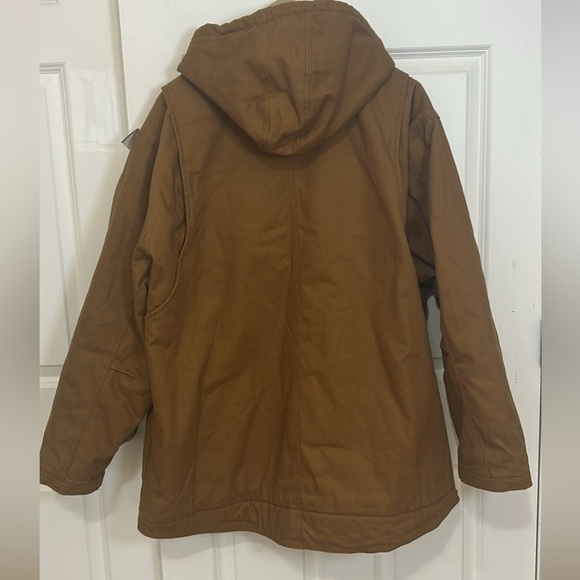 Wrangler Workwear Sherpa Lined Duck Jacket Size 3XL Brown with Hood - Picture 5 of 7